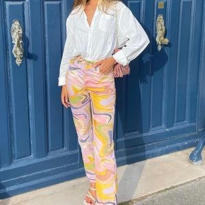 Zara | Jeans | Zara Straight Leg Jeans With Abstract Swirls Blogger Lisa  Says Gah Paloma Wool | Poshmark